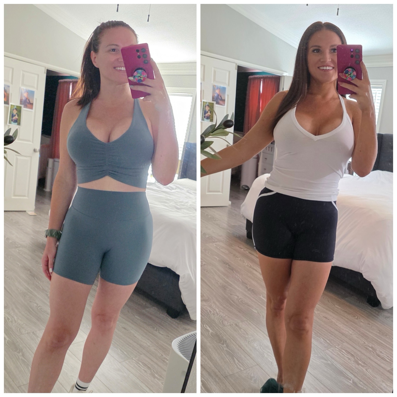 Full body before and after spray tan result